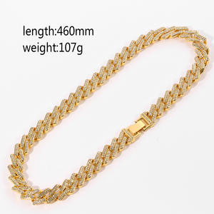 18K chapado en oro Iced Out HipHop hombres cristal diamante Rhinestone grueso Miami cubano enlace cadena collar - Product Image 2