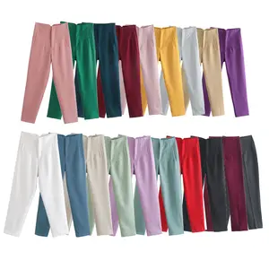 Venta al por mayor Pantalones Moda Todo-fósforo Cintura alta Pantalones casuales Nuevos productos Estilo europeo y americano Retro Mujer 2023 Verano