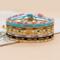 Gelang Persahabatan Warna-warni Pelangi Go2boho, Gelang Anyaman Buatan Tangan untuk Wanita dan Remaja Putri, Hadiah Perhiasan Boho, Anyaman Manik-manik Miyuki
