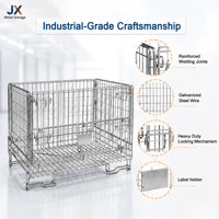 Conteneur en treillis métallique pliable et détachable, empilable, robuste, capacité 300 kg, pour un stockage efficace des marchandises et des entrepôts