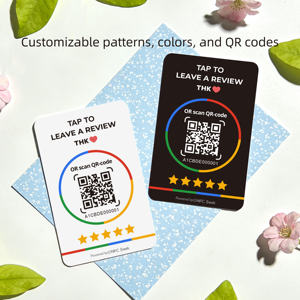 Op maat gemaakte NFC-codeherkenningskaart van waterdicht PVC-materiaal, NFC Google contactloze <span class=keywords><strong>QR</strong></span>-code visitekaartje voor hotelgebruik - Product Image 1