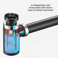 Ensemble de siphon bouteille en laiton commercial pour lavabo de cuisine et salle de bain, avec filtre de vidange et tuyau de drainage, anti-odeur, hauteur réglable, design moderne