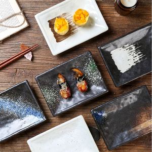 Custom Japanese Retro <b>Ceramic</b> Black Sushi Dishes Dinner <b>Plates</b> Restaurant Steak <b>Plate</b> Creative Rectangular Dish Sushi <b>Plate</b> - Product Image 2