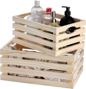 Caisses <span class=keywords><strong>en</strong></span> bois rustiques pour affichage décoratif vintage, ensemble de caisses gigognes inachevées pour le stockage et la décoration de style ferme - Product Image 2