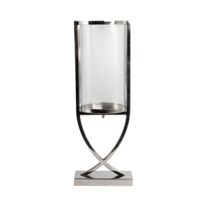 Metal And <b>Glass</b> Hurricane Candle Holder Contemporary Pillar <b>Candlestick</b> Table Centerpiece Decorative Elegant - Product Image 1