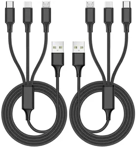 מדגם חינם עבור אמזון מכירה לוהטת 3 ב 1 טעינת כבל Usb סוג מהיר עבור טלפון נייד מיקרו מטען