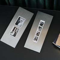 Cadre rectangulaire long en acier inoxydable argenté Ludaye, cadre décoratif en verre multi-images, impression Giclée personnalisée, durable, respectueux de l'environnement