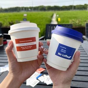 แก้วกาแฟกระดาษสองชั้นพร้อมสติกเกอร์ปรับแต่งได้ เหมาะสำหรับงานเลี้ยงวันเกิดและแก้วกระดาษแบบกลวง - Product Image 1