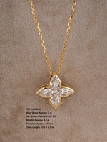 Estilo Hailey, Oro de 18K, Combinación de Flor de Cuatro Hojas y Diamante en Forma de Lágrima con Diamantes Completos, Elegancia Europea IGI de la Colección Lady ICON
