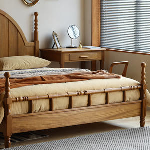<span class=keywords><strong>Cama</strong></span> grande de madera maciza Retro francesa, <span class=keywords><strong>cama</strong></span> individual de 1,5 m para dormitorio principal/segundo dormitorio, <span class=keywords><strong>cama</strong></span> doble de mediados de siglo de 1,8 m para uso doméstico - Product Image 4