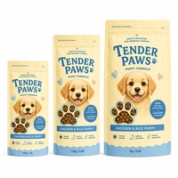 Bolsa de Plástico Personalizada para Alimento de Cachorros con Ventana de Huella, Cierre Resellable, Asa y Base, en Tonos Pastel, para Marca Propia OEM, MOQ 500