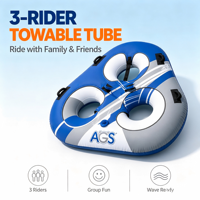 Bouée tractable pour 3 personnes pour la navigation, tube aquatique gonflable en PVC pour 3 personnes, flotteurs tractables en nylon pour lac et océan