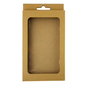 Custom Logo Printing Embossed Kraft Paper Folding Mobile Phone Accessories Packaging Box Packaging For Cell Phone Accessories