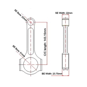 Himycar Hiệu Suất Cao Tùy Chỉnh I-BEAM Kết Nối Rod Cho Honda <span class=keywords><strong>Prelude</strong></span> Cho H22 <span class=keywords><strong>VTEC</strong></span> 2.2L 5.636 - Product Image 3