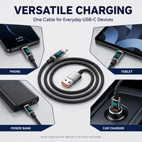 Câble USB-A vers USB-C blindé en nylon tressé 5A 66W à charge rapide avec affichage numérique pour Android et batterie externe – Vente en gros