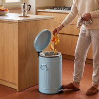Tempat Sampah Dapur Harga Pabrik Bentuk Bulat dengan Pedal, Ember Dalam, dan Pegangan