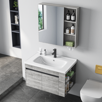 Nouvelle Armoire de Salle de Bain et de Chambre Moderne de Style Ferme de Luxe Léger avec Miroir Intelligent, Rangement Latéral sous Évier, et Meuble-Lavabo en PVC Anti-Humidité