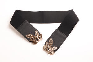 <span class=keywords><strong>Ceinture</strong></span> extensible personnalisée pour <span class=keywords><strong>femme</strong></span>, <span class=keywords><strong>ceinture</strong></span> <span class=keywords><strong>large</strong></span> vintage avec boucle en feuille d'or/argent, <span class=keywords><strong>ceinture</strong></span> élastique pour <span class=keywords><strong>femme</strong></span> - Product Image 2