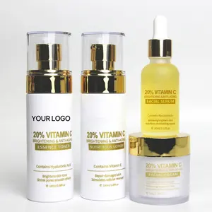 Ensemble de soins de la peau du visage de marque privée Sérum anti-âge à la vitamine C Ensemble de soins de la peau blanchissants à la vitamine C
