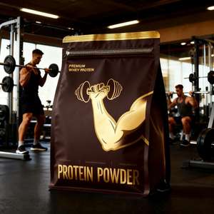 Sachets refermables en aluminium écologiques et recyclables imprimés sur mesure, 0,5 kg à 5 kg, pour l'emballage de poudre de protéines de lactosérum - Product Image 1