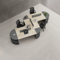 Nouveaux bureaux de travail modernes et simples en bois semi-circulaires, design à panneaux extensibles, postes de travail commerciaux personnalisables pour plusieurs personnes