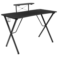 Offre Spéciale : Ensemble Bureau Gaming Noir et Chaise Gaming Inclinable Bleu-Noir avec Porte-Gobelet – Mobilier Informatique pour Bureau à Domicile et E-Sport