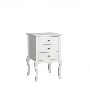 Table de chevet pliable à trois tiroirs de style européen, en bois blanc, meubles modernes pour salon et chambre à coucher - Product Image 2