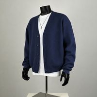 Nouveau Cardigan Tricoté Personnalisé pour Homme en Viscose, Style Coréen, Couleur Unie, Automne, Décontracté, Ample, Polyvalent, Vente en Gros, Designer