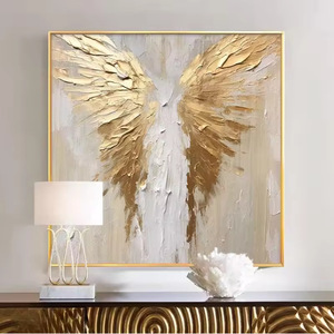 <span class=keywords><strong>Peinture</strong></span> à l'<span class=keywords><strong>huile</strong></span> peinte à la main pure plume dorée post-moderne décoratif suspendu lumière luxe salon canapé modèle Simple - Product Image 2