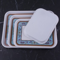 Plateau en mélamine à fleurs bleues imprimées sur mesure Plateau de service en plastique de 10/12/14/15 pouces pour restaurant et hôtel pour le ramadan