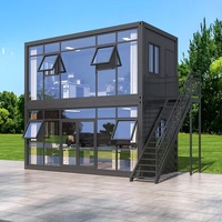 Casa Contenedor Plegable Prefabricada de 20 Pies, Diseño Moderno de Dos Pisos con Paneles Sándwich, Ensamblaje Rápido, para Hotel u Oficina, con Ventana y Escalera