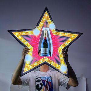 Tùy chỉnh Acrylic hình dạng ngôi sao VIP chai kệ trưng bày rượu vang đứng LED Champagne chai thuyết trình cho hộp đêm chai glorifier - Product Image 2