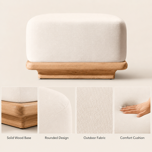 Muebles de Jardín Modernos, Duraderos y Portátiles, Base de Madera Sólida, Estructura de Ratán, Cojines Cómodos, Forma Cuadrada, Otomana de Teca - Product Image 6