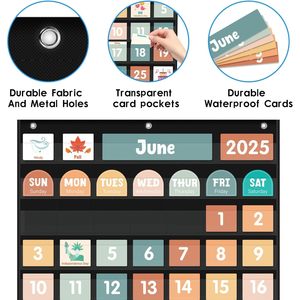 Calendario con tabla de bolsillo, vista mensual, tablero de gestión del tiempo para el aula, de plástico, con 115 tarjetas para cumpleaños y planificación diaria - Product Image 4