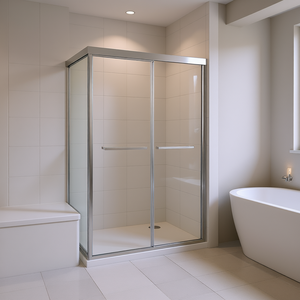 Puerta de Ducha Corredera Semi-Frameless de 48 x 76 Pulgadas con Marco Cromado y Cristal Templado de 6mm, Rectangular - Product Image 2
