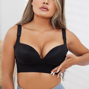 Soutiens-gorge push-up grande taille pour femmes, soutien-gorge fin à bonnets profonds, sous-vêtements sculptants pour dissimuler la graisse du dos, couvrance dorsale complète, lingerie respirante sans armatures - Product Image 2