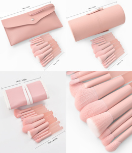 Muestra Gratuita de 10 Piezas de Brochas de Maquillaje de Pelo Sintético Rosa con Mango de Plástico, Brocha para Corrector, Brocha para Afeitar, Logotipo Personalizado para Uso en Rostro y Ojos - Product Image 6