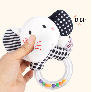 Cadeau de douche pour garçons et filles de 0 à 6 mois, hochets doux pour bébé, jouets sensoriels, contraste élevé, noir et blanc, <span class=keywords><strong>hochet</strong></span> en peluche pour nouveau-né - Product Image 3