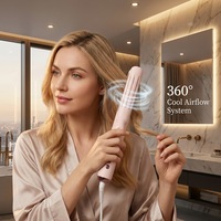 Lisseur de cheveux portable électrique 360° à flux d'air frais, avec ions négatifs et revêtement céramique, pour utilisation en extérieur, en camping-car et à l'hôtel