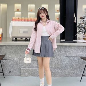 Camisa a Rayas Runqi Talla Grande para Mujer, Blusa Holgada para Uso Diario N8561, Fibra de Poliéster con Etiqueta - Product Image 4