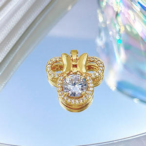 [Ouro Verdadeiro de Cobre] Pingente de Urso de Pelúcia com Laço, Joia Artesanal DIY Transfronteiriça da Moda, Microincrustado com Zircônio, Compatível - Product Image 2