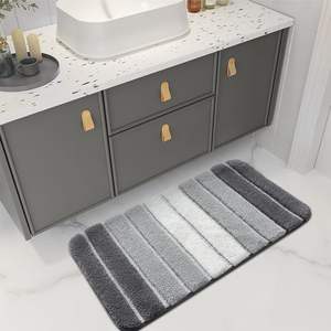 Tapis de salle de bain moderne minimaliste à rayures, absorbant l'eau, en polyester, antidérapant, résistant aux taches - Product Image 5