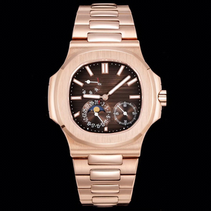 Reloj de Lujo para Hombre en Oro Rosa, con Fase Lunar y Fecha, Versátil, Casual y Formal, de Alta Gama, Coleccionable, Reloj de Pulsera para Caballero - Product Image 1