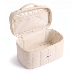 Vanity Case Trousse Matelassee Quilted Puffy Large Makeup Box T/C Poly Cotton Custom Logo Print OEM BSCI - Product Image 5