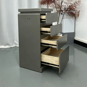 Carrito de Herramientas de Salón de Belleza Moderno de Alta Gama en Madera Negra, Carrito de Peluquería de Lujo de 4 Niveles con Cajones - Product Image 3
