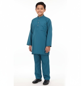 Vêtements islamiques pour hommes de haute qualité, chemise à manches longues respirante avec pantalon assorti, vêtements musulmans traditionnels, OEM/ODM Baju Melayu - Product Image 2