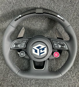 Volante in Pelle Nera/ Nero Lucido/ LED in Fibra di Carbonio per <span class=keywords><strong>Audi</strong></span> A3 A4 B8 A5 B8 A6 C6 A7 C7 A8 D4 Q5 S7 - Product Image 6