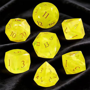 16mm 다면체 프리즘 D&D 주사위 세트 - 7개입 하늘색 유리 게임용 주사위 (테이블탑 롤플레잉 게임용) - Product Image 6