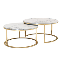 Table basse gigogne moderne scandinave européenne réglable avec plateau en marbre et pieds en métal pour la maison, le bureau et le salon