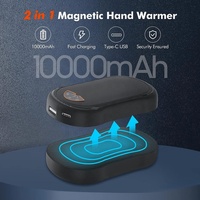 Chauffe-mains magnétiques fendus de 10000mAh, lot de 2, Double chauffe-mains électrique, batterie externe, Double chauffe-mains Rechargeable avec écran
